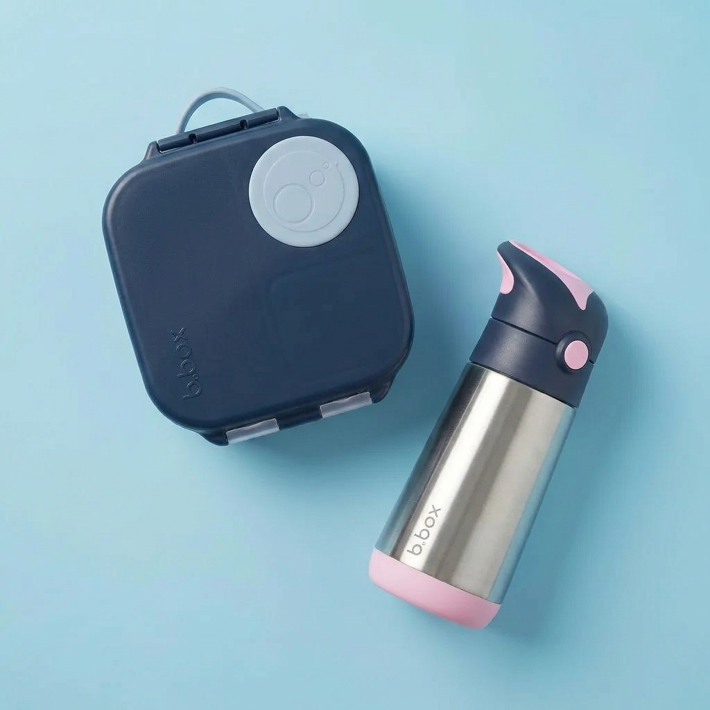 mini lunchbox - midnight + 350ml insulated drink bottle - indigo rose