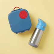 mini lunchbox - blue blaze + 350ml insulated drink bottle - blue slate