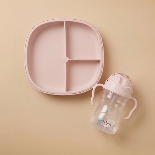 SippyCup - blush + 2in 1 Suction Plate - blush