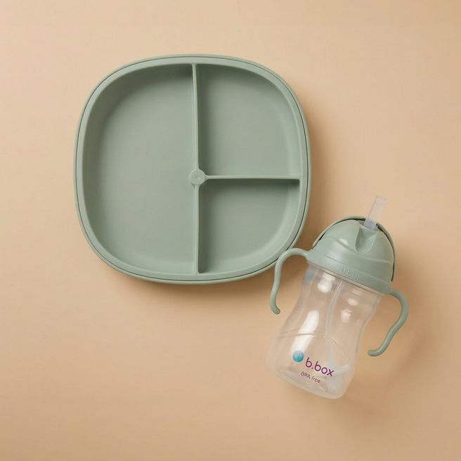 Sippy Cup sage + 2in 1 Suction Plate - Sage