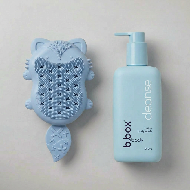 Cleanse - baby bath wash + Foxy - baby bath brush