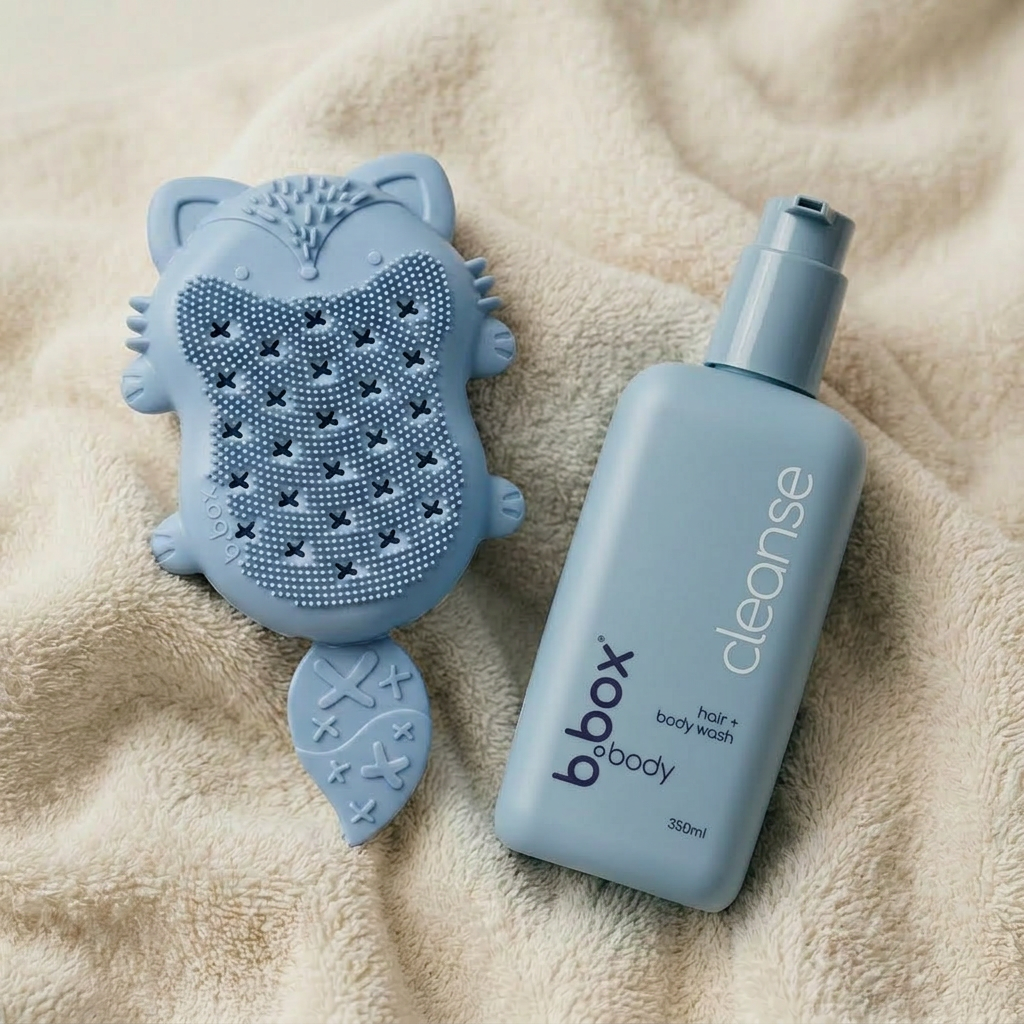 مجموعة غسول استحمام للأطفال Cleanse + فرشاة استحمام Foxy