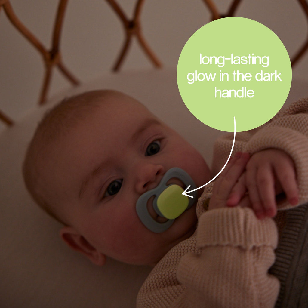 glow pacifier silicone twin pack - blush + latte