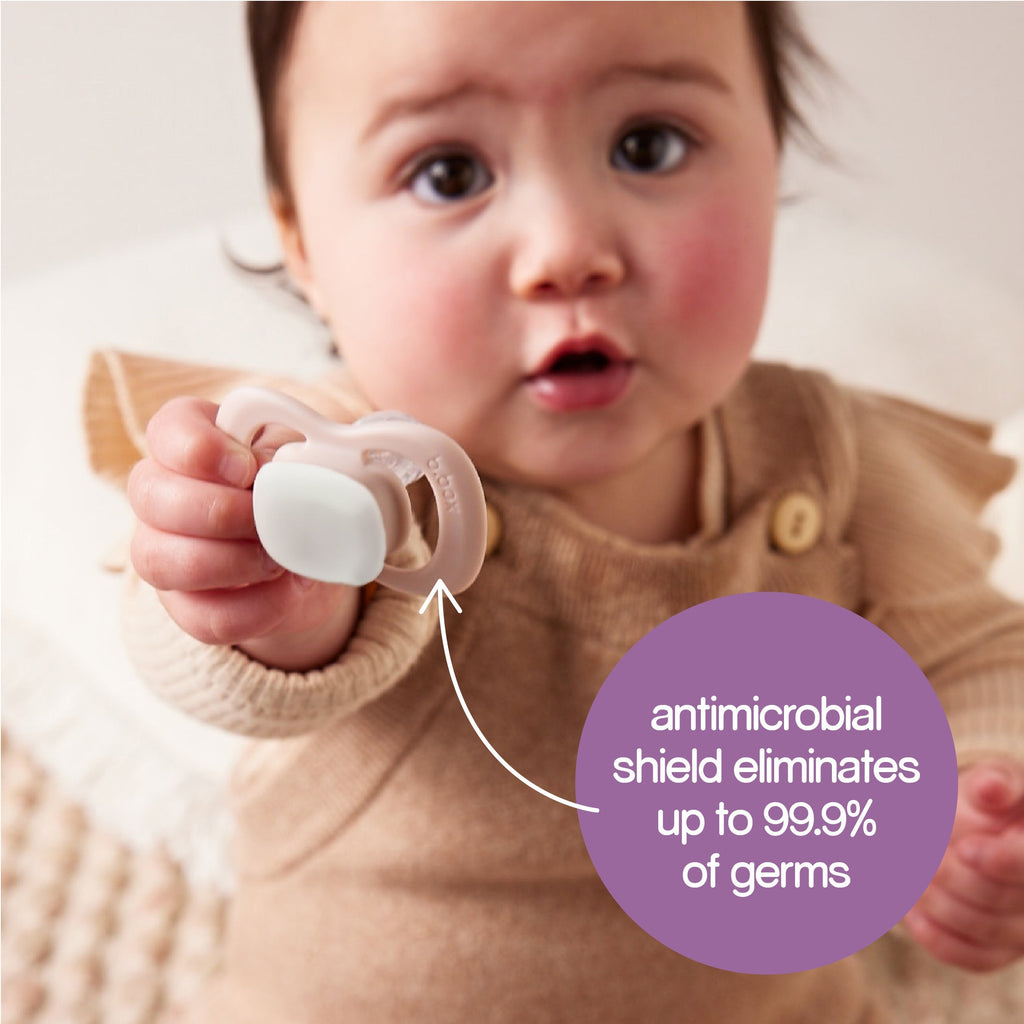 glow pacifier silicone twin pack - blush + latte