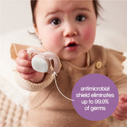 glow pacifier silicone twin pack - blush + latte