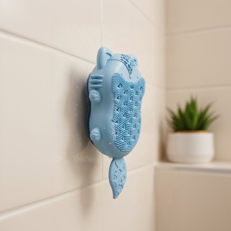 Silicone Baby Bath Brush with Fox Character Design
