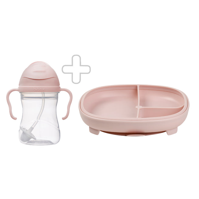 SippyCup - blush + 2in 1 Suction Plate - blush