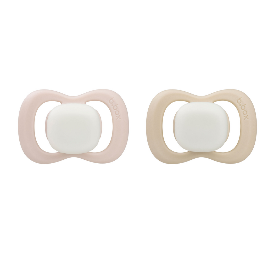 glow pacifier silicone twin pack - blush + latte