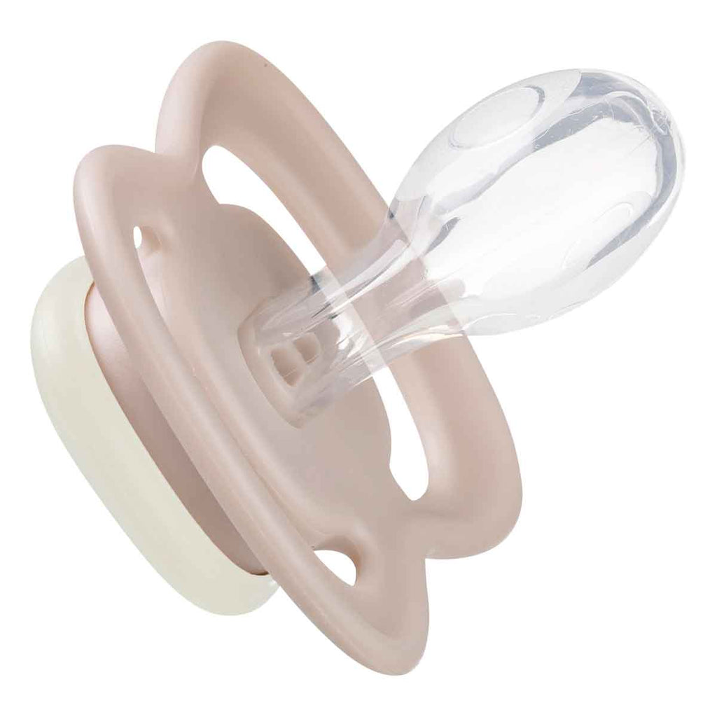 glow pacifier silicone twin pack - blush + latte